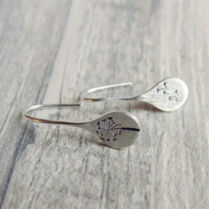 Sterling Silver Dandelion Leaf Earrings