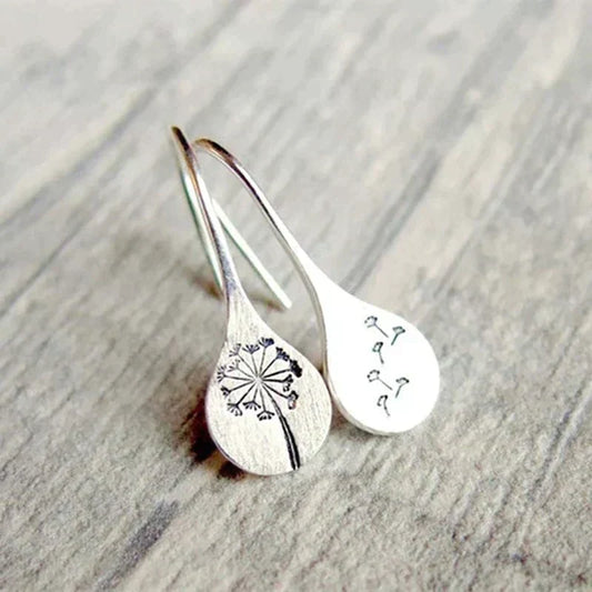 Sterling Silver Dandelion Leaf Earrings