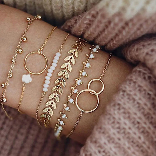 Set of Gold Bohemian Bracelets