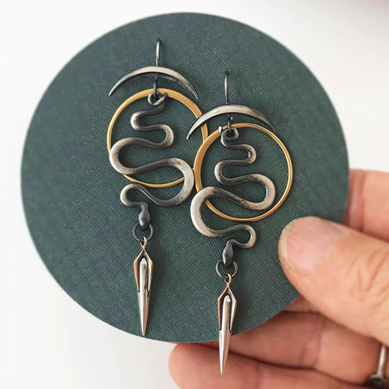 Unique Geometric Spiral Earrings in Serpentine Design