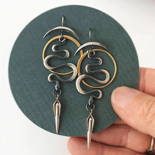 Unique Geometric Spiral Earrings in Serpentine Design