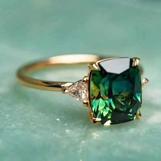 Stylish Square Emerald Ring