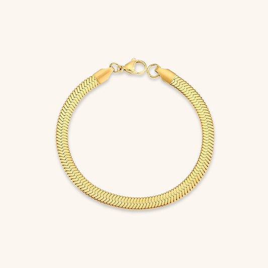 Elegant Herringbone Bracelet in Gold