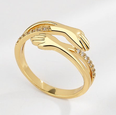 Adjustable Hug Ring with Zirconia in Gold and Silver Finish