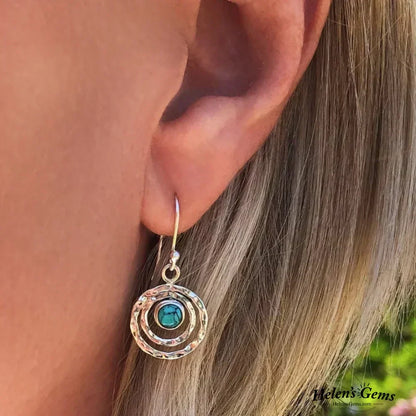Bohemian Saturn Earrings in Turquoise and Gold