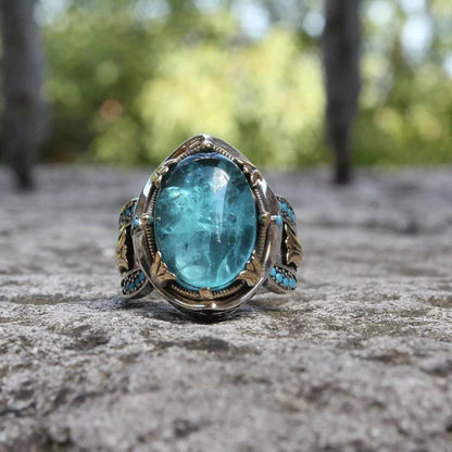 Exquisite Sapphire Carved Ring