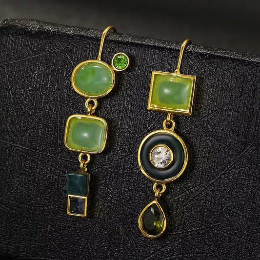 Retro Green Drop Earrings