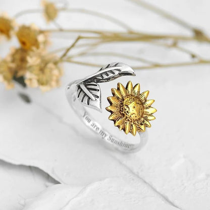 Adjustable Gold Sunflower-Inspired Ring
