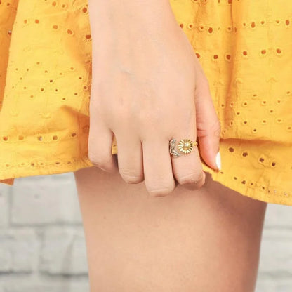 Adjustable Gold Sunflower-Inspired Ring