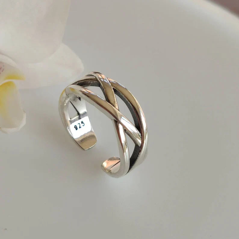 Adjustable Chunky Silver Ring