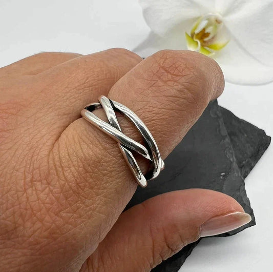 Adjustable Chunky Silver Ring