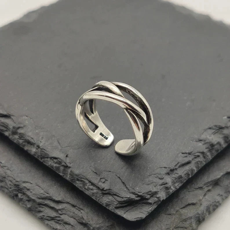 Adjustable Chunky Silver Ring