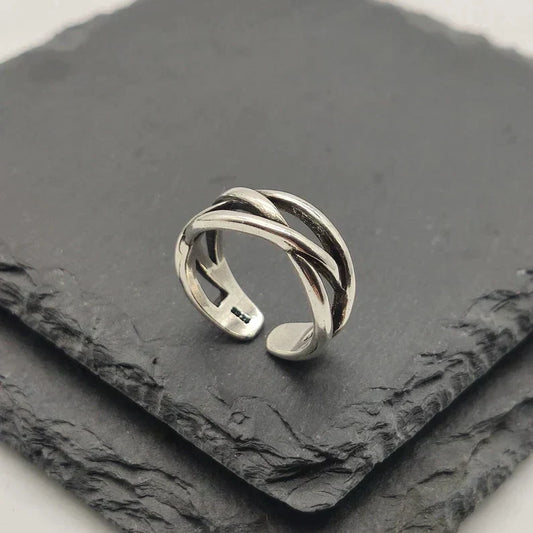 Adjustable Chunky Silver Ring