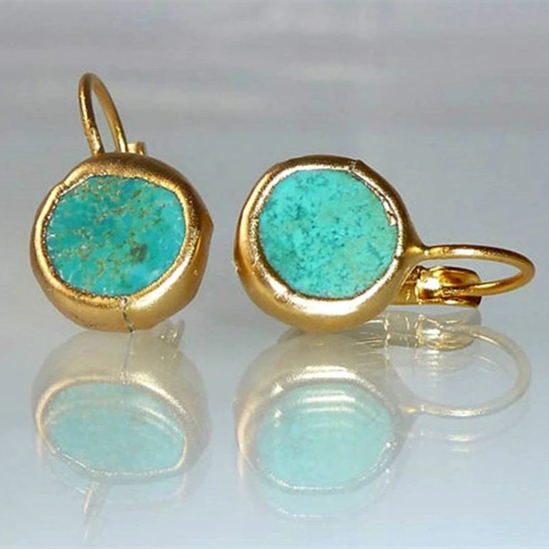 Gold Earrings Featuring Turquoise Gemstone