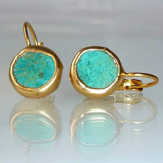 Gold Earrings Featuring Turquoise Gemstone