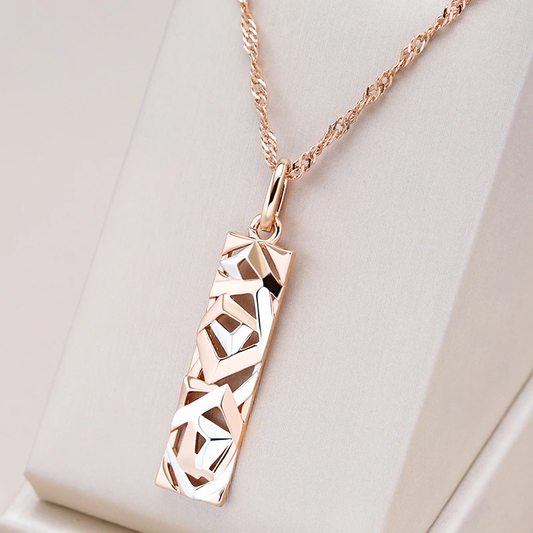 Chic Rectangular Gold Necklace