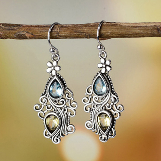 Retro Crystal Gem Earrings