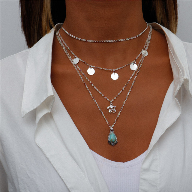 Blue Gemstone Silver Necklace