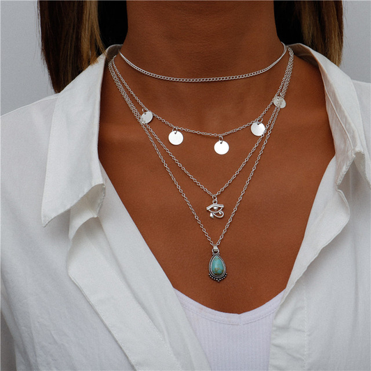 Blue Gemstone Silver Necklace