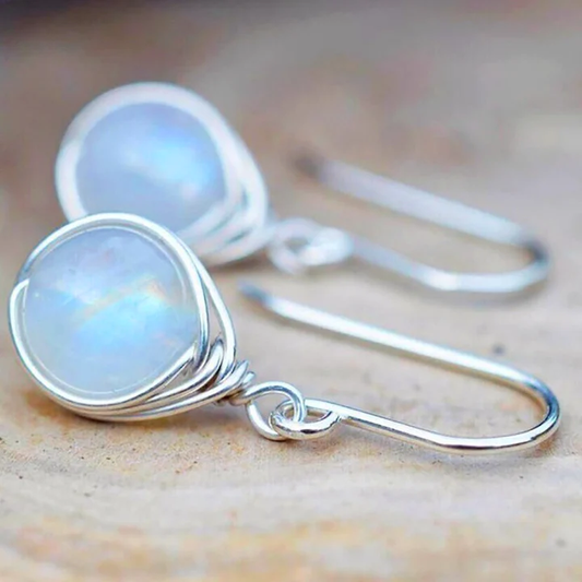Retro Moonstone Dangle Earrings