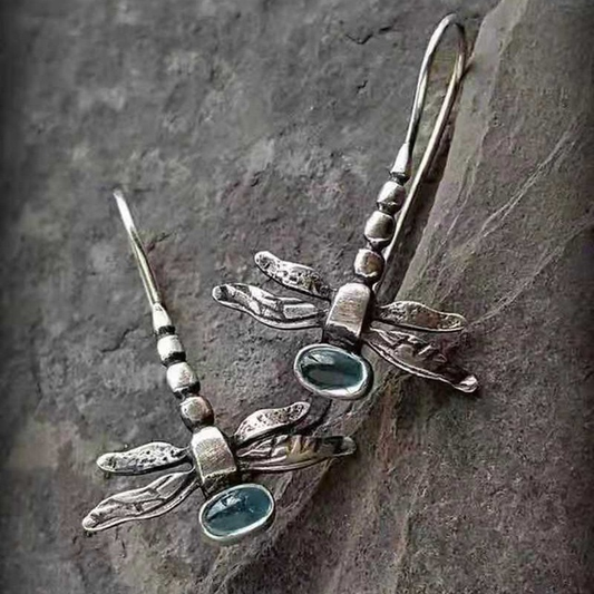 Antique-Inspired Silver Dragonfly Earrings