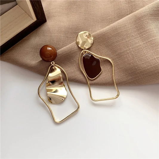 Retro Amber-Hued Earrings