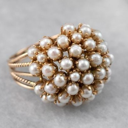 Decorative Inlaid Pearl Ring