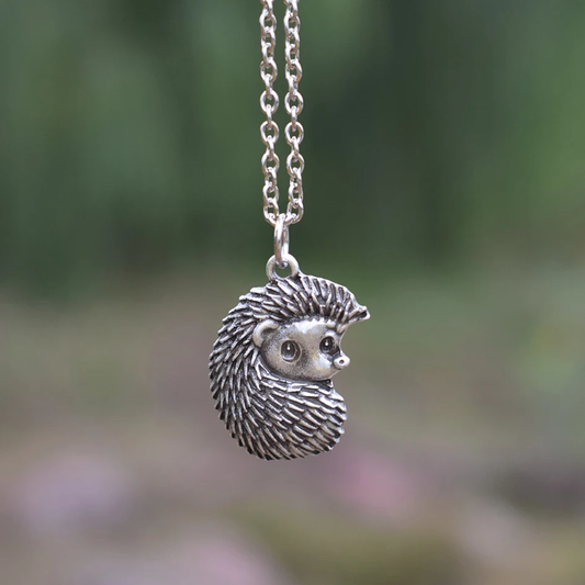Antique Silver Porcupine Pendant Necklace