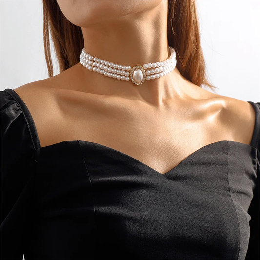 Chic Triple Pearl Necklace