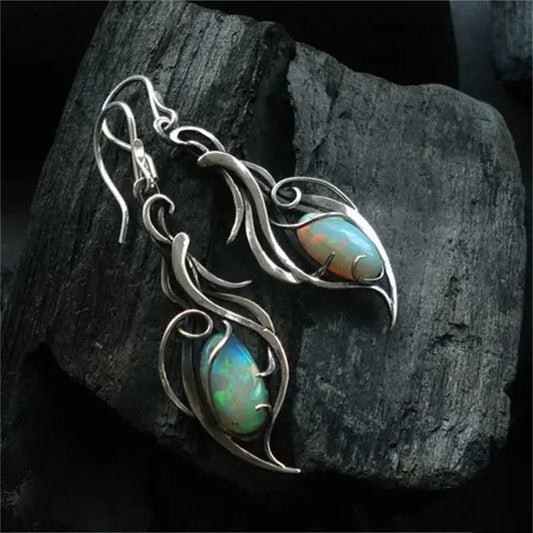 Sterling Silver Vintage Earrings Featuring Blue Opal