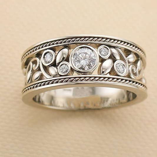 Retro Silver and Zirconia Ring