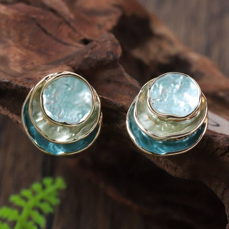 Retro Handcrafted Multi-Layered Round Earrings