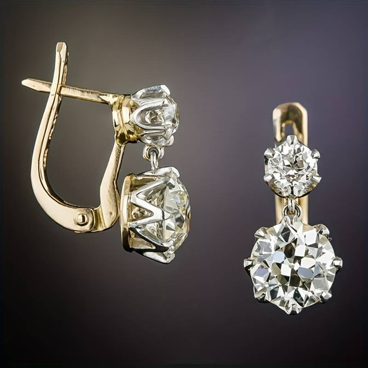 Retro Gold and Zirconia Earrings