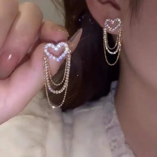 Retro Colorful Heart Drop Earrings