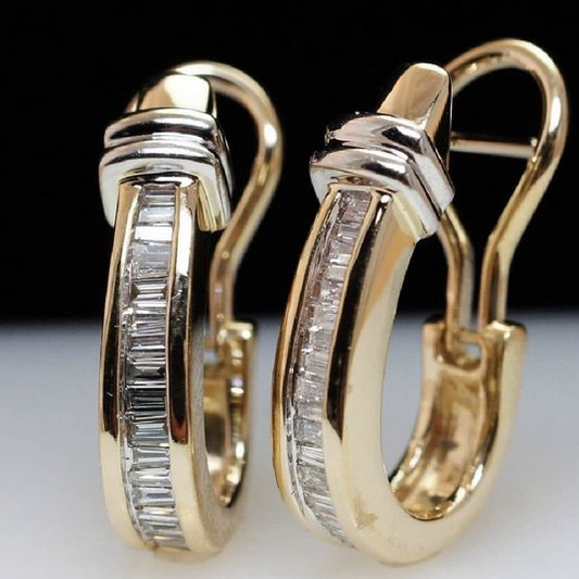 Retro Inlaid Crystal Gold Earrings