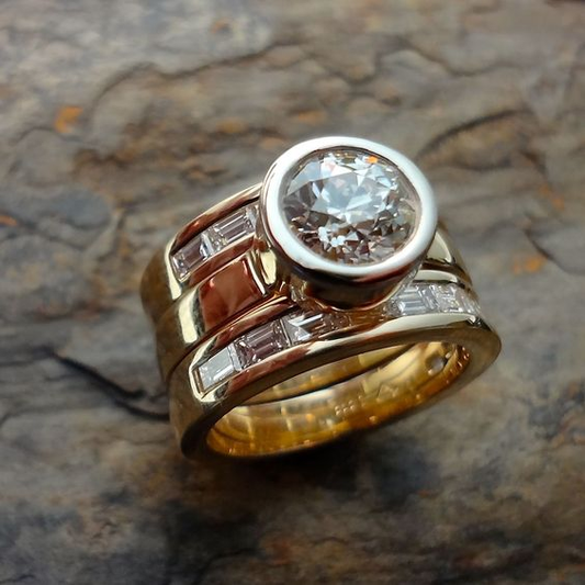 Retro Stacked Glass Ring