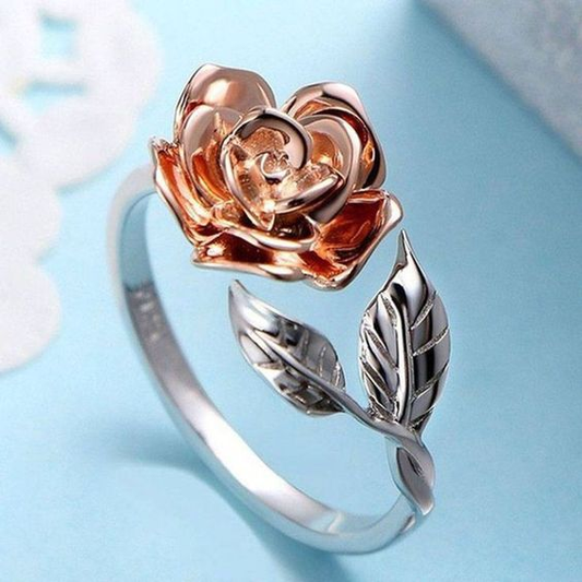 Antique Orange Rose Silver Ring