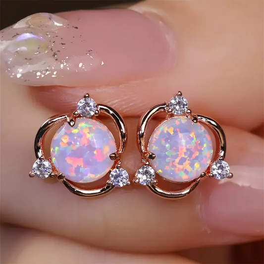 Rose Quartz and Gold Earrings