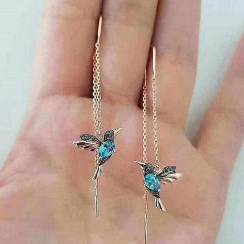 Colorful Enamel and Zirconia Hummingbird Earrings