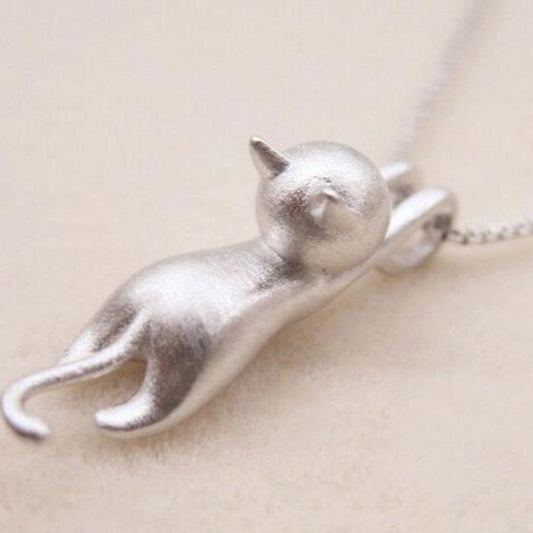 925 Sterling Silver Whimsical Cat Necklace