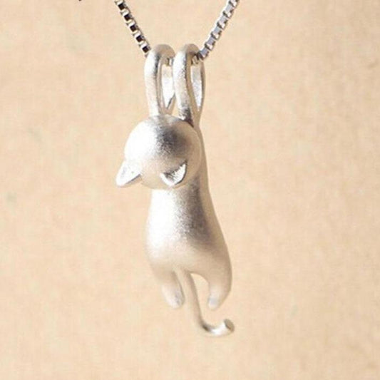 925 Sterling Silver Whimsical Cat Necklace